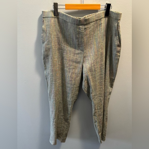 Theory Treeca Pull On Linen Blend Slim Cropped Pants 16 Multi-Colour Pockets - Picture 3 of 16
